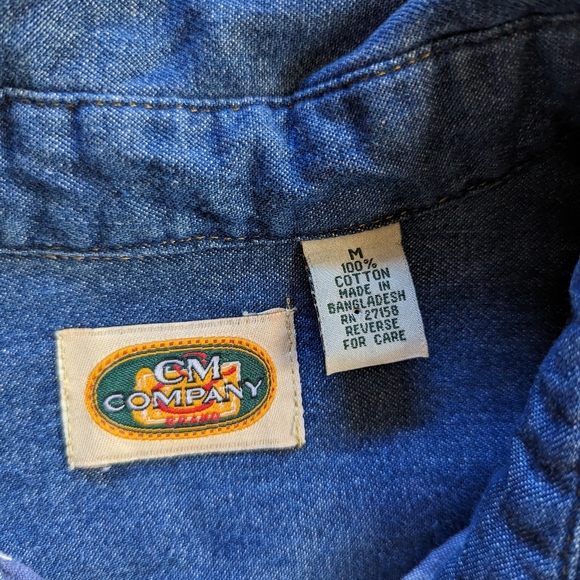 VTG CM Company Denim Long Sleeve Plaid Flannel Shirt Button Down Women's Medium - Picture 4 of 9